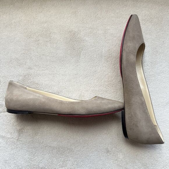 Jimmy Choo Taupe Suede Ballet Flats Women EU 35.5 US 5 Casual Classic Career - Picture 1 of 14